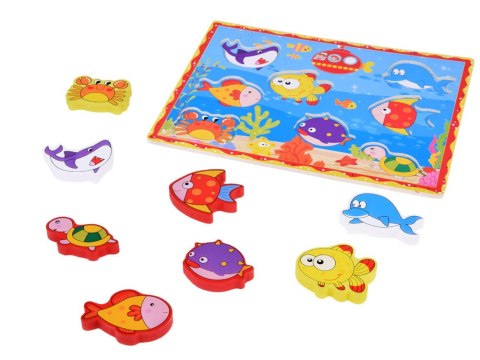 Puzzle drewniane układanka rybki podwodny świat 8 elementów