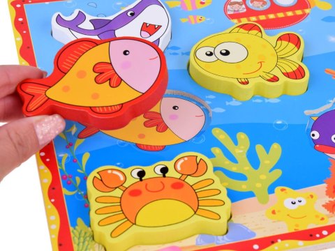 Puzzle drewniane układanka rybki podwodny świat 8 elementów