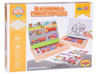 Tablica Magnetyczna 2w1 z Puzzle Magnetyczne Pojazdy Budowlane