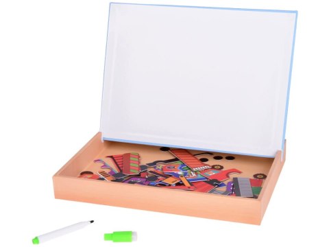 Tablica Magnetyczna 2w1 z Puzzle Magnetyczne Pojazdy Budowlane