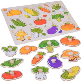 Układanka edukacyjna puzzle drewniane warzywa dopasuj 11elementów