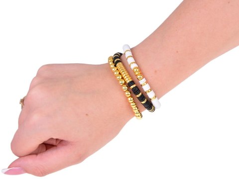 Zestaw Koraliki złote czarne białe Bransoletka Przyjaźni Zrób sam