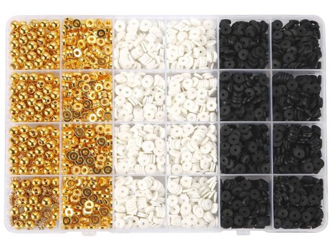 Zestaw Koraliki złote czarne białe Bransoletka Przyjaźni Zrób sam