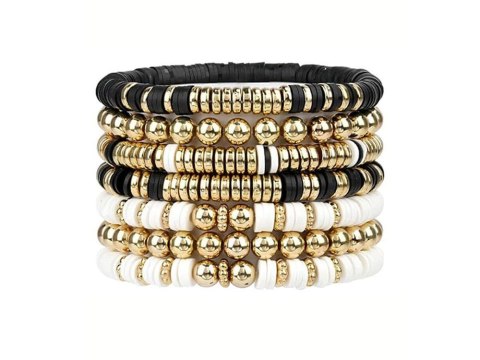 Zestaw Koraliki złote czarne białe Bransoletka Przyjaźni Zrób sam