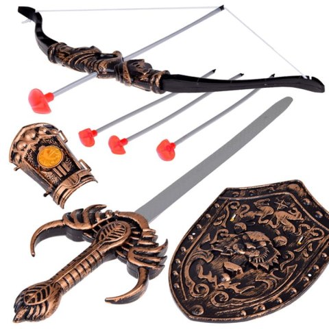 Zestaw Rycerza Łuk Miecz Tarcza Kostium Rycerski