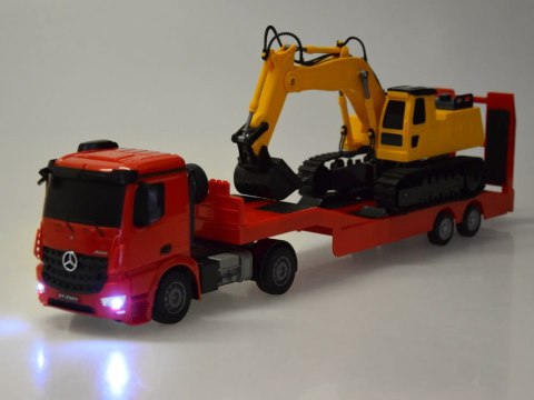Zestaw na pilota Mercedes Ciężarówka + Naczepa Koparka w skali 1:26