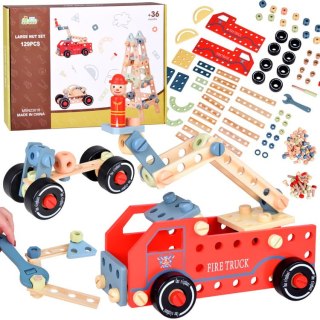 Drewniany Zestaw konstrukcyjny Klocki zbuduj Auto Wieże 129 ele