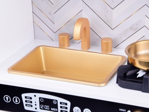 Duża kuchnia drewniana dla dzieci lodówka piekarnik kostkarka zlew