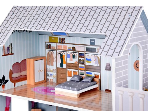 Uroczy domek z meblami Stylowa Drewniana Willa dla Lalek