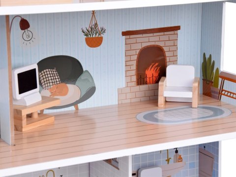 Uroczy domek z meblami Stylowa Drewniana Willa dla Lalek
