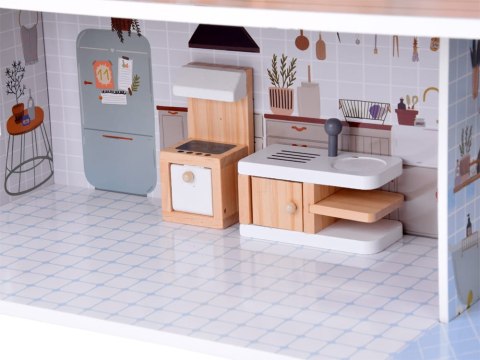 Uroczy domek z meblami Stylowa Drewniana Willa dla Lalek