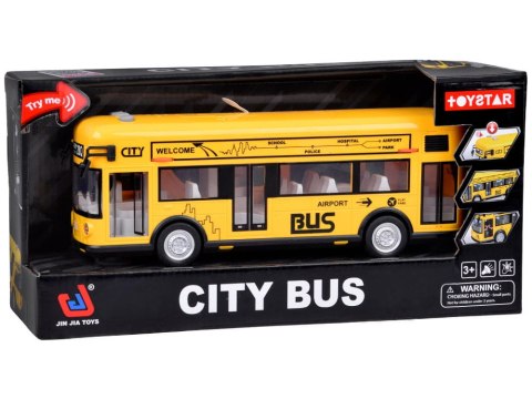 Żółty AUTOBUS pojazd miejski otwierane drzwi dźwięki światła muzyka