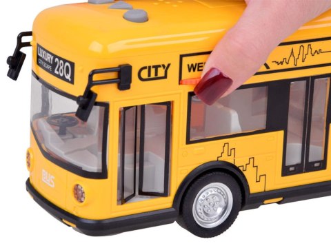 Żółty AUTOBUS pojazd miejski otwierane drzwi dźwięki światła muzyka