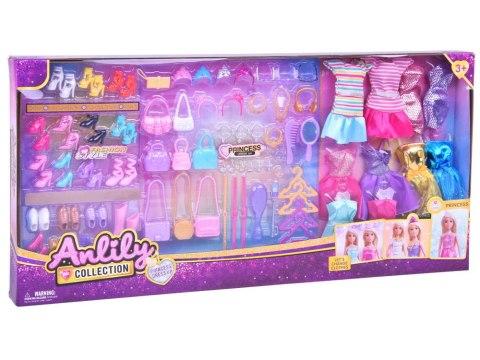 Bogaty zestaw Sukienki Buty Torebki Błyszczące dodatki dla lalki