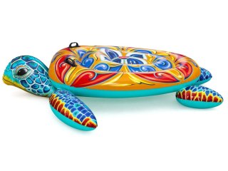 Dmuchany materac z uchwytami ŻÓŁW Nadruk Majolika 183x173cm Bestway 41523