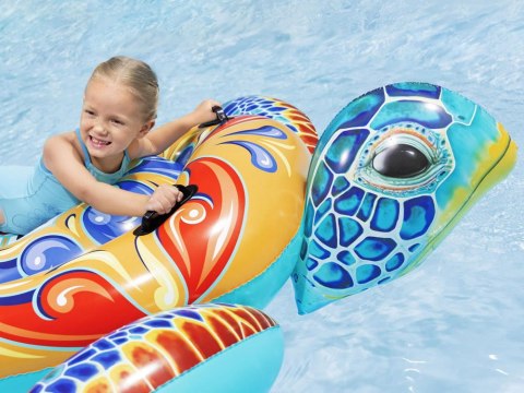 Dmuchany materac z uchwytami ŻÓŁW Nadruk Majolika 183x173cm Bestway 41523