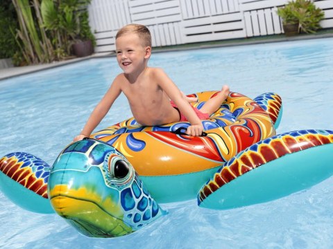 Dmuchany materac z uchwytami ŻÓŁW Nadruk Majolika 183x173cm Bestway 41523