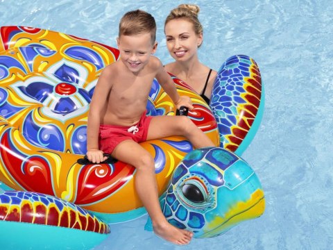 Dmuchany materac z uchwytami ŻÓŁW Nadruk Majolika 183x173cm Bestway 41523