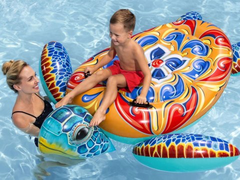 Dmuchany materac z uchwytami ŻÓŁW Nadruk Majolika 183x173cm Bestway 41523