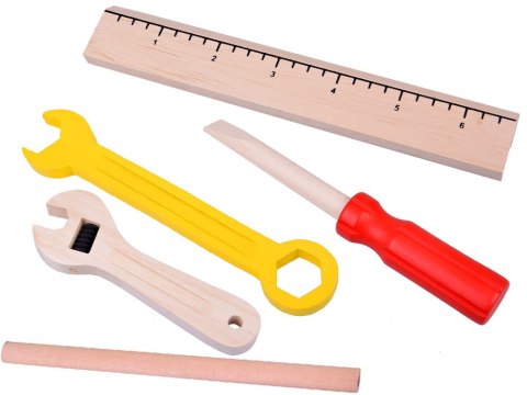 Drewniana Walizka z narzędziami Młotek Piła Śrubokręt 10 narzędzi