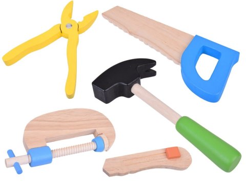 Drewniana Walizka z narzędziami Młotek Piła Śrubokręt 10 narzędzi