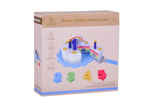 Drewniany Kolorowy Tort urodzinowy do krojenia Zabawa w Urodziny