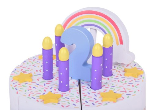 Drewniany Kolorowy Tort urodzinowy do krojenia Zabawa w Urodziny