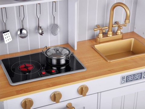 Elegancka Biała drewniana Kuchnia z akcesoriami dla dzieci