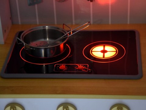 Elegancka Biała drewniana Kuchnia z akcesoriami dla dzieci