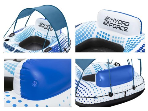 Koło z oparciem daszek dmuchany ponton 123cm Bestway 43725