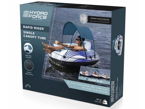 Koło z oparciem daszek dmuchany ponton 123cm Bestway 43725