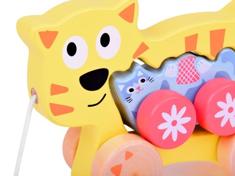 Urocze Kotki 2w1 Kotek drewniany do ciągnięcia rodzinka