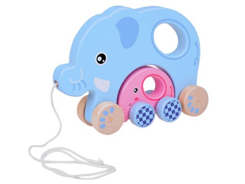 Urocze Słoniki 2w1 Słonik drewniany do ciągnięcia rodzinka