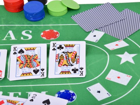 Zestaw Gra karciana 2w1 Poker i BlackJack Żetony + karty + plansza