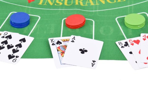 Zestaw Gra karciana 2w1 Poker i BlackJack Żetony + karty + plansza