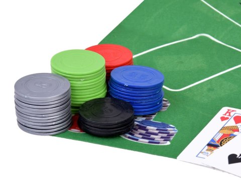 Zestaw Gra karciana 2w1 Poker i BlackJack Żetony + karty + plansza