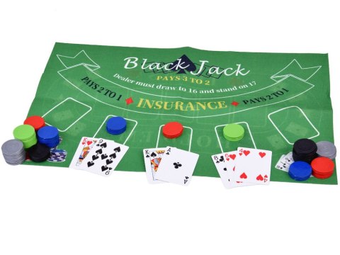 Zestaw Gra karciana 2w1 Poker i BlackJack Żetony + karty + plansza