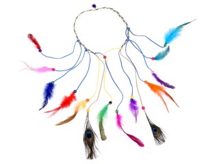 Boho Opaska do włosów z kolorowymi Piórami i Koralikami