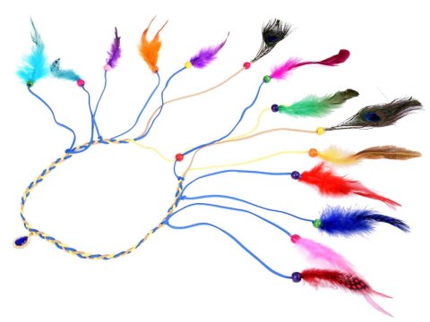 Boho Opaska do włosów z kolorowymi Piórami i Koralikami