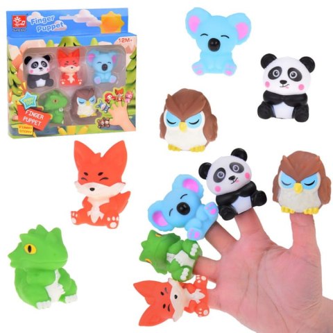 Gumowe pacynki na palec Zwierzątka z ZOO - zestaw 5 figurek
