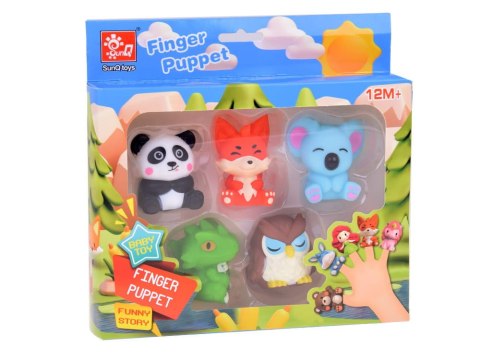 Gumowe pacynki na palec Zwierzątka z ZOO - zestaw 5 figurek