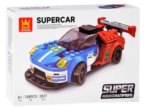 Klocki techniczne Sportowe auto NIEBIESKO-CZERWONE 138-elementów