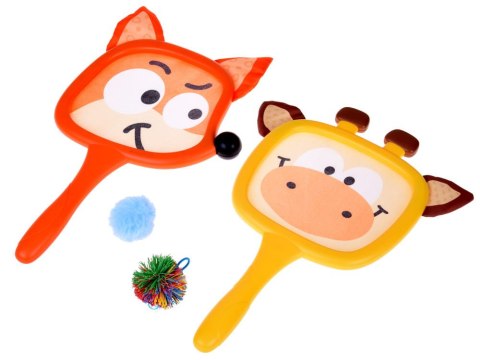 Kolorowe rakietki w kształcie zwierząt +2 piłeczki dla najmłodszych