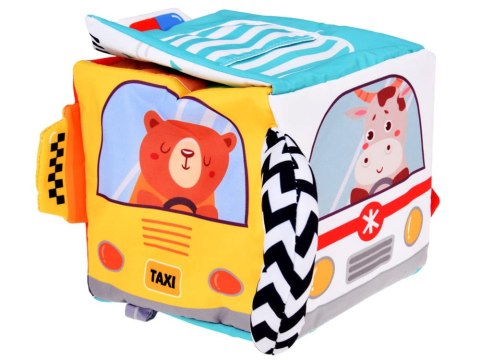 Miękka Kostka Sensoryczna Pojazdy pudełko z chusteczkami montessori