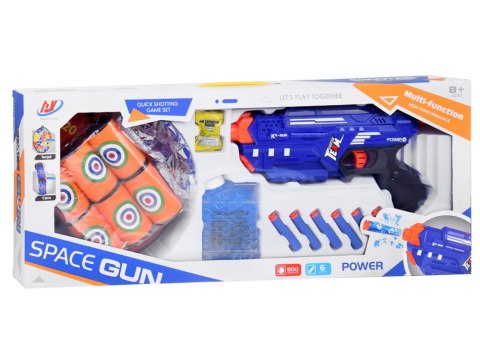 Pistolet Shotgun 2w1 + Naboje piankowe żelowe Tarcza Okulary Puszki