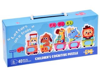 Puzzle edukacyjne Pociąg ze zwierzątkami do nauki alfabetu 40-ele