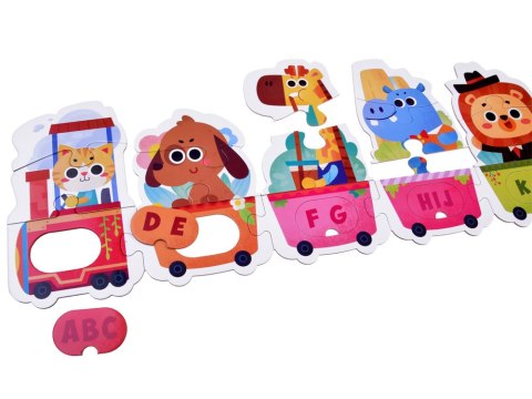 Puzzle edukacyjne Pociąg ze zwierzątkami do nauki alfabetu 40-ele