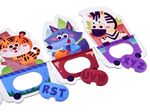 Puzzle edukacyjne Pociąg ze zwierzątkami do nauki alfabetu 40-ele