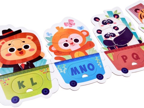 Puzzle edukacyjne Pociąg ze zwierzątkami do nauki alfabetu 40-ele