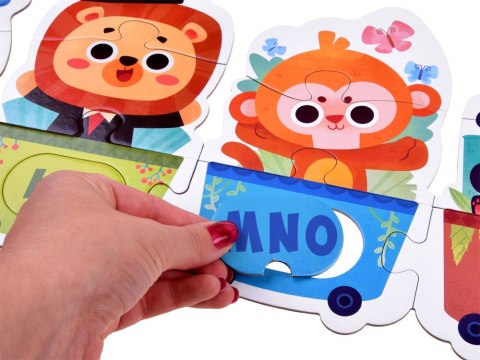 Puzzle edukacyjne Pociąg ze zwierzątkami do nauki alfabetu 40-ele